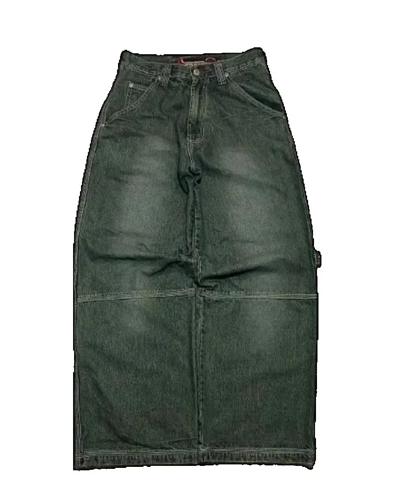 Y2K Street Jeans Hip hop Letter Embracery 90s Classic Retro Loose and Trouser Mens Womens High Waist Wide Leg Pants 240930