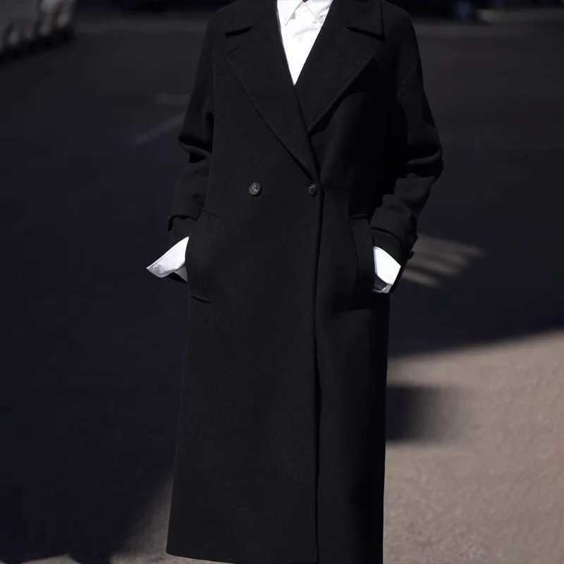 Talenza Winter Woolen Coat Womens Loose Woolen Coat Mid-Length Thickened Suit Collar Coat Casual Pocket Solid Button Parka 2024X241009