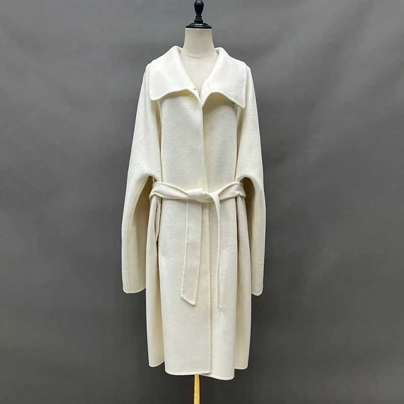 Winter Fashion Real Wool Coats 2023 Lady Trench Coat Street Wear Womens Cashmere Long Overcoat QN5841X241009