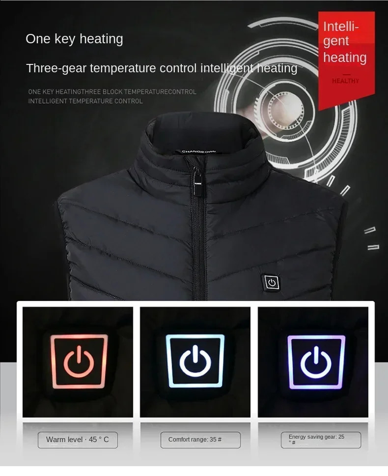 21 Heating Areas Jacket Mens Winter USB Electric Heating Warm Sleeveless Vest Infrared Heating Clothes Mens Snow Ski Vest 241007