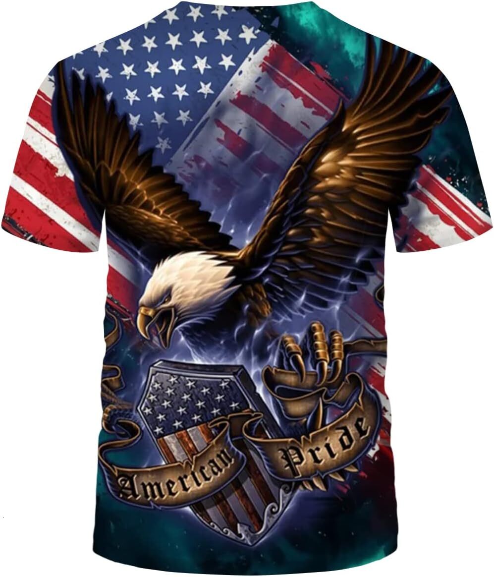 Mens T shirt Men's Bald Eagle T-Shirt Summer Short Sleeve Tees Tops Animal Theme Shirts Realistic Graphic graphic tee Casual tops summer cool nic