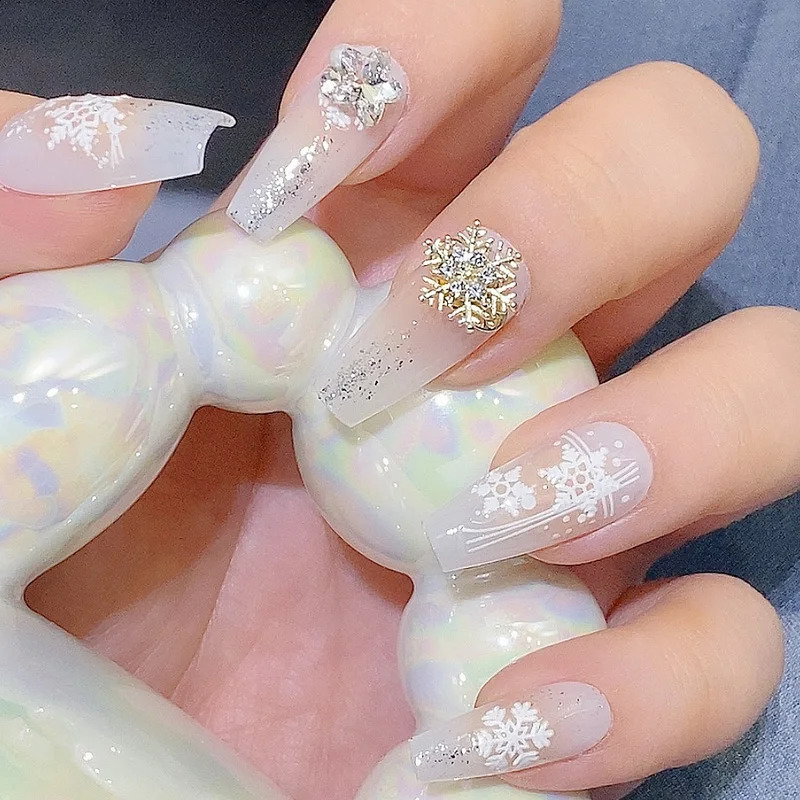 1pc Nail Explosion Embossed Stickers White Snowflake Nail Stickers Winter Christmas Nail Art Stickers 241008