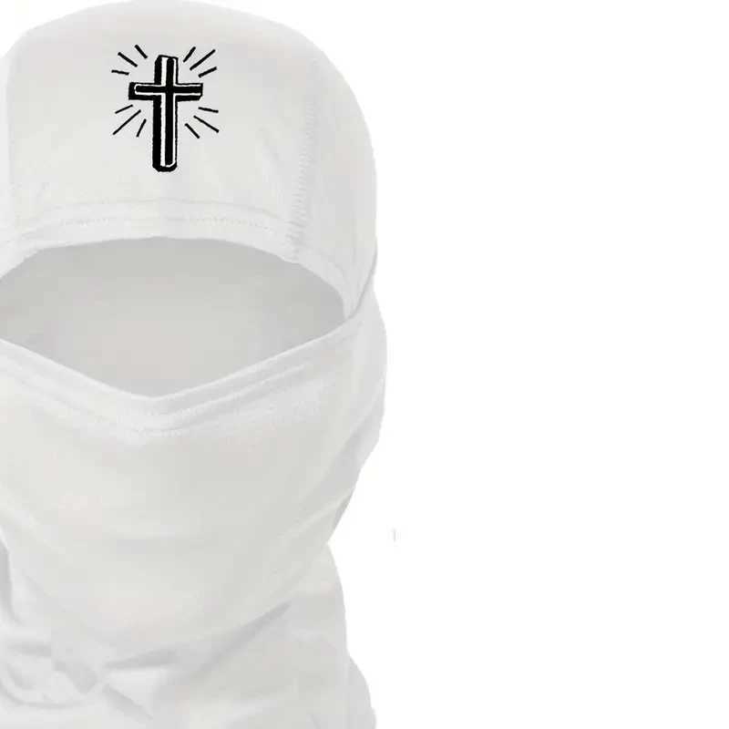 1 piece of mens cartoon cross print Balaclava riding mask hat ski mask used for neutral sunshade breathable windproof and sun protection hat W241008