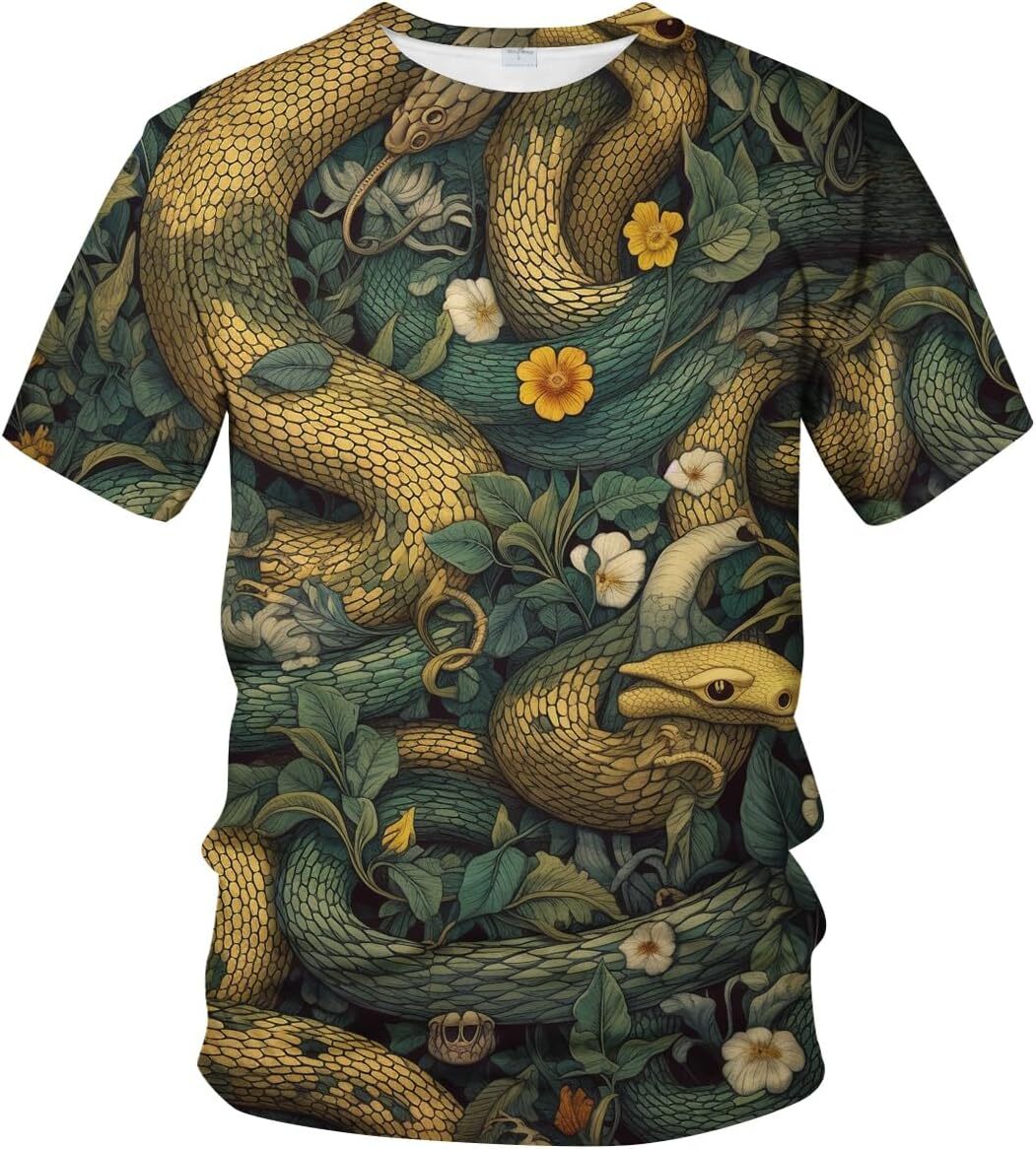 Maglietta Da Uomo Modello Serpente Di Serpente Golden Python Aesthetics Shirt 3…