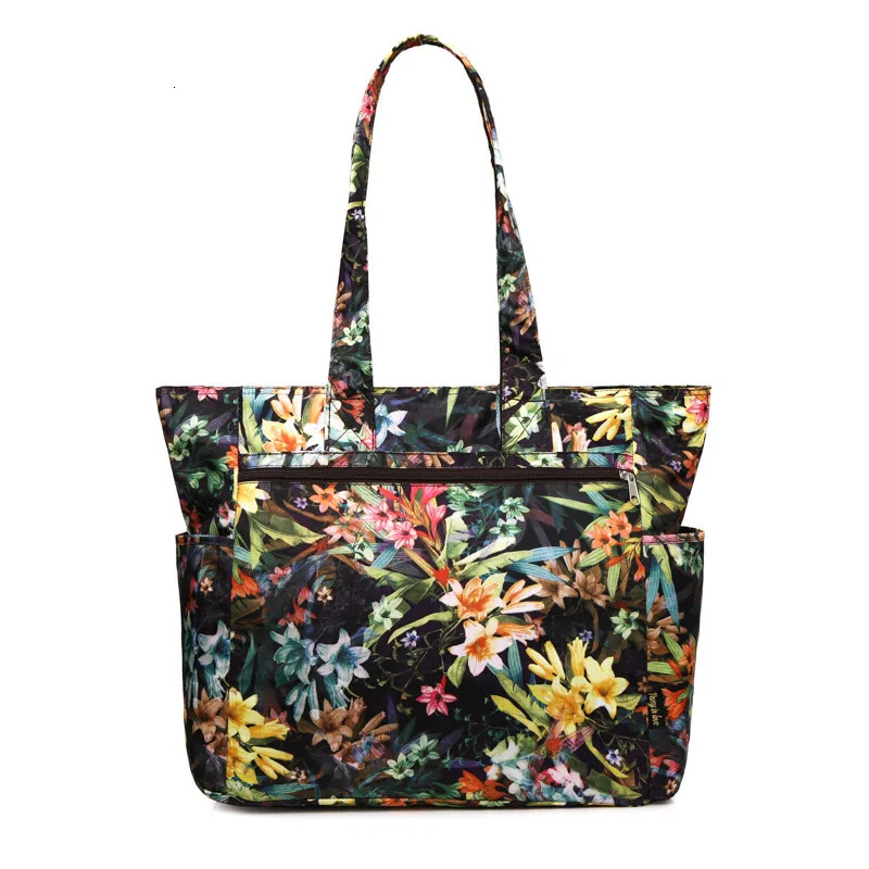 Womens nylon floral printed shoulder bag waterproof womens handbag shopping bag travel beach bag womens backpack 241008