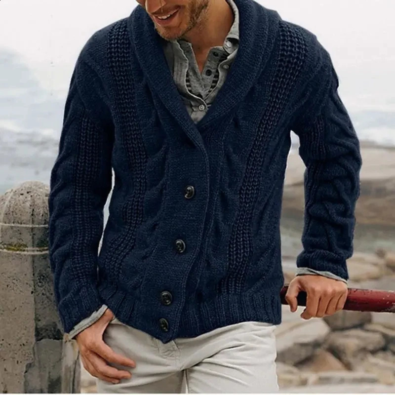 Mens loose knitted cardigan mens long sleeved thick jacket skydiving clothing trade high-quality Korean fashion Y2k 241007