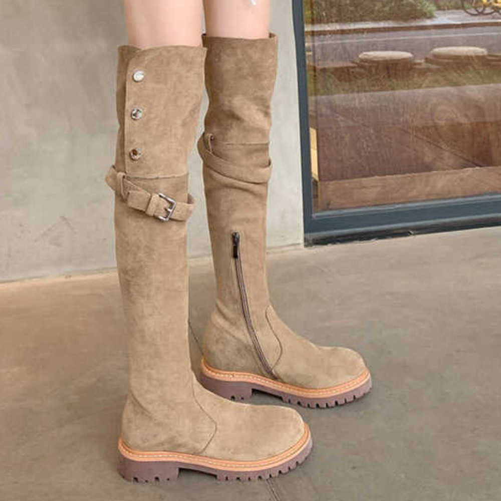 Rivet Slimming Knee Thigh High Fashion Boots For Women Model Thick Heel Martin Boots Two In One High Leg Western Knight Boots 240826