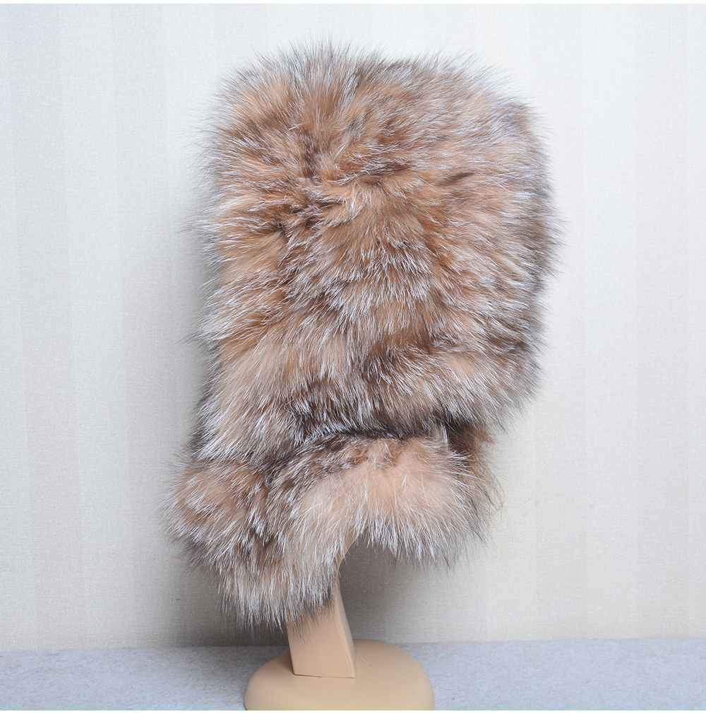 Hot Sell Winter Women Natural Hats&Scarves Lady Warm Fluffy Real Fox Hat&Scarf Knit Genuine Fur Hooded Scarf