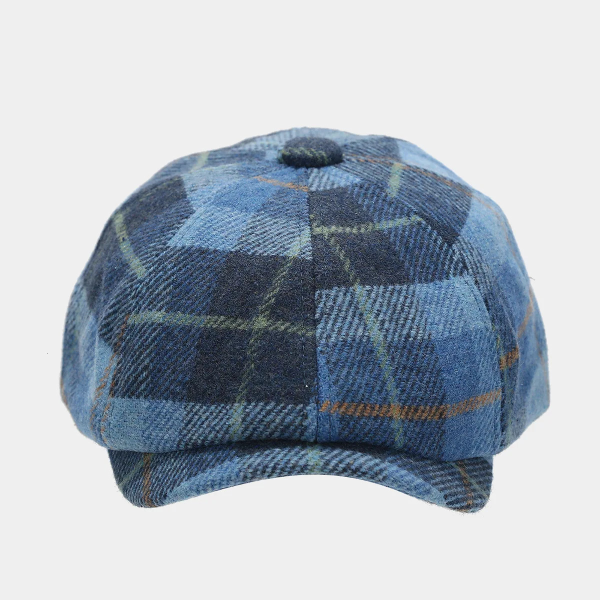 Womens Autumn and Winter Wool Octagonal Hat Fashion Checkered Pattern Mens Retro Painter Hat Student s Hat 241007