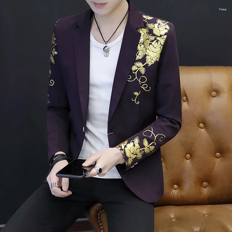 Men's Printed Gilded Casual Blazers Slim Fit Youth Styles | 2024 B4