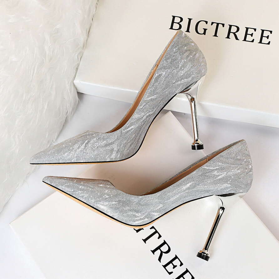 0755-6 Style Versatile Bridesmaid Wedding High Heel Shallow Mouth Pointed Sexy Nightclub Slim Women's Single Shoes