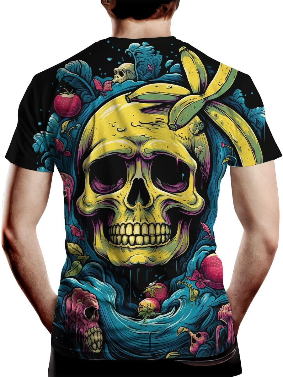 Mens T shirt Men's Novelity 3D Print Skull T-Shirts Hawaiian Style Fruit Skull Short Sleeve Tee Top shirts tshirt graphic tee Casual tops summer 
