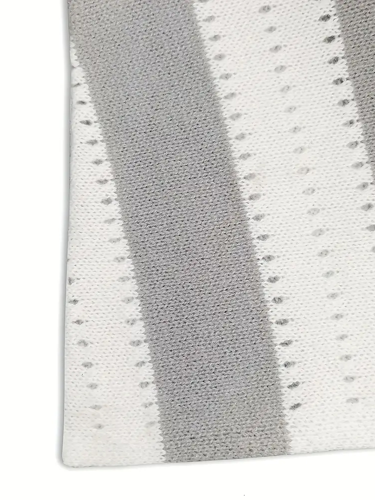 Plus Size Womens Long Sleeve Deep V Neck Zipped Up Hand Knit Striped Sweater Loose Pullover Jumper Tops