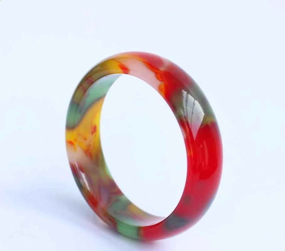 1 piece of natural colored jade bracelet charming jewelry fashionable accessories hand carved gift suitable for women 56-66mm 240925