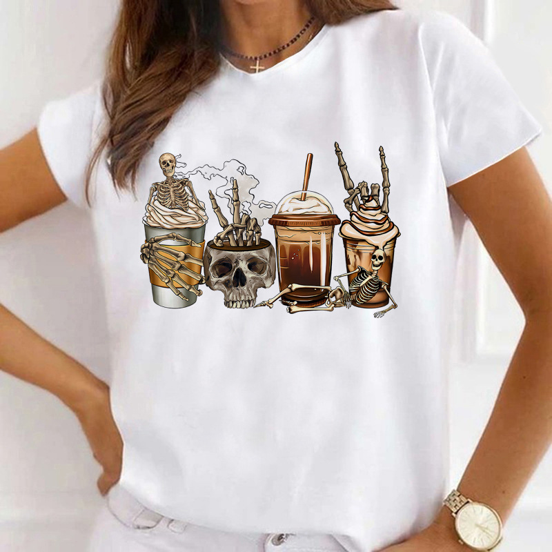 Womens T Shirts Letter Print White Slim Short Sleeve T-shirt Women Summer Outdoor Fashion Cloth