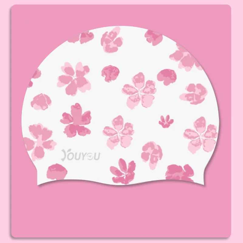 Swimming cap silicone womens waterproof Plus size color adult long hair sports high elasticity womens swimming cap CL241009