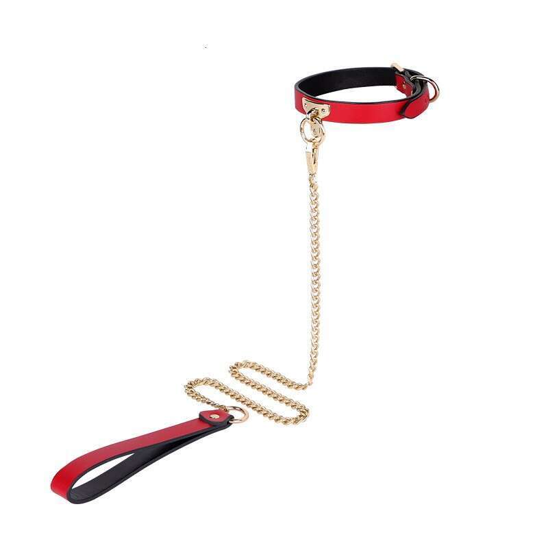 High end SM prop set of four pieces, genuine leather traction collar, binding and restraint handcuffs, fun leather patties, adult products