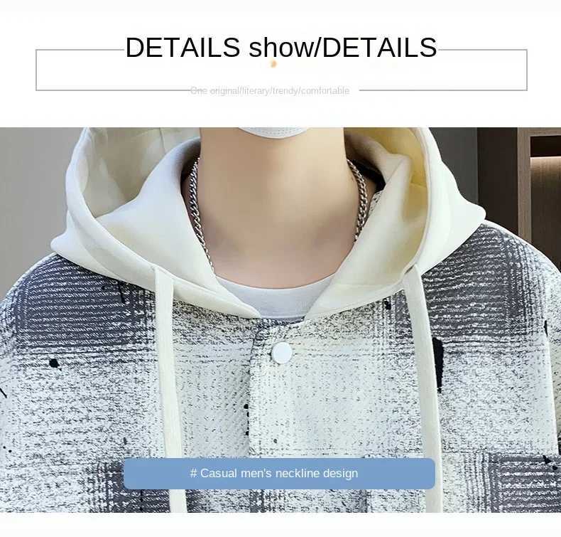 Mens Windbreaker Autumn Winter New Fashion Color-block Short Simple Outdoor Leisure Camping Hooded Coat Mens Trend Jacket LX241009