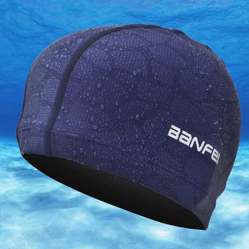 New 2024 elastic waterproof PU fabric protects ears long hair sports swimming pool cap swimming cap no size male and female adult swimming caps CL2410