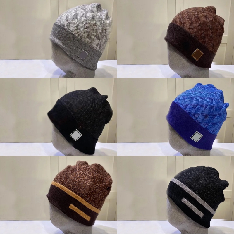 Outdoor designer beanie bonnet winter hats for men knitted women cap mutze pure color plaid beanies man hat designer caps dome fall soft letter blue grey fa47 H4