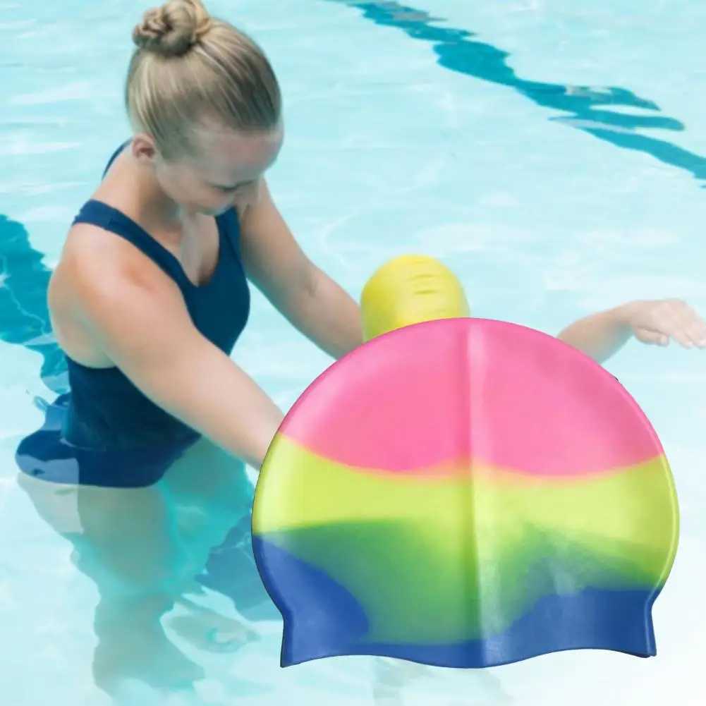 Swimming cap soft unconstrained lightweight contrasting color womens swimming cap swimming cap CL241009