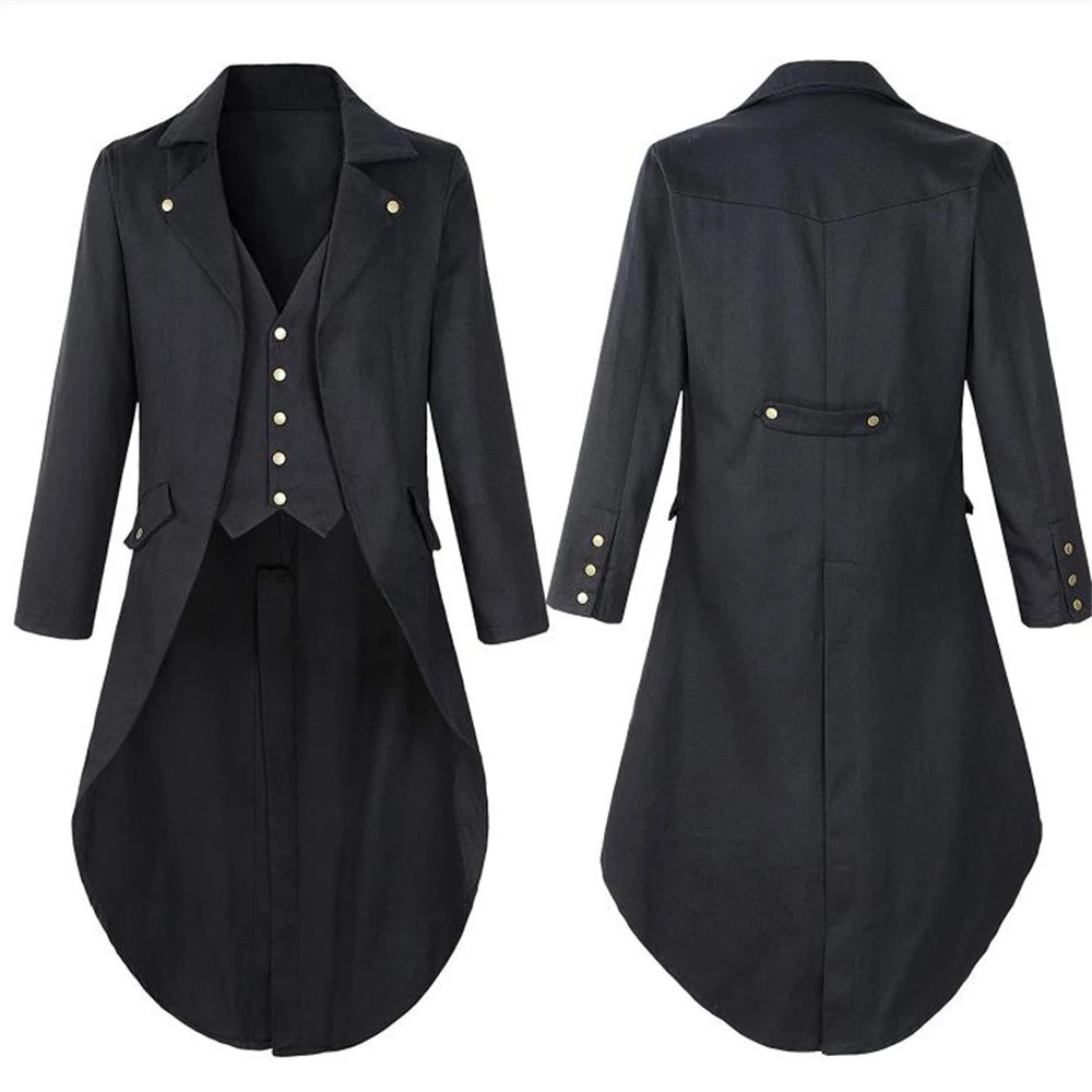 Mens childrens steampunk Gothic jacket retro tailcoat punk medieval Halloween roleplaying costume 241007