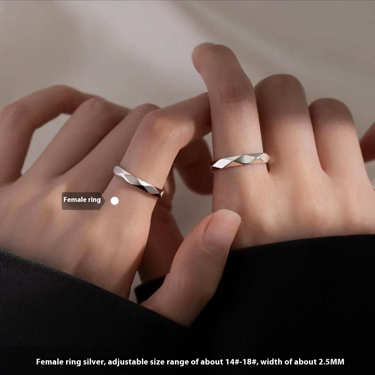geometric couple ring, niche design, fashionable personality, self-discipline, circle ring for men and women