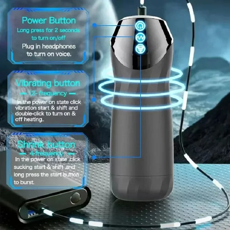 Automatic Male Masturbator Cup Sucking Vibration Oral Sex Machine Real Vagina Penis 240914