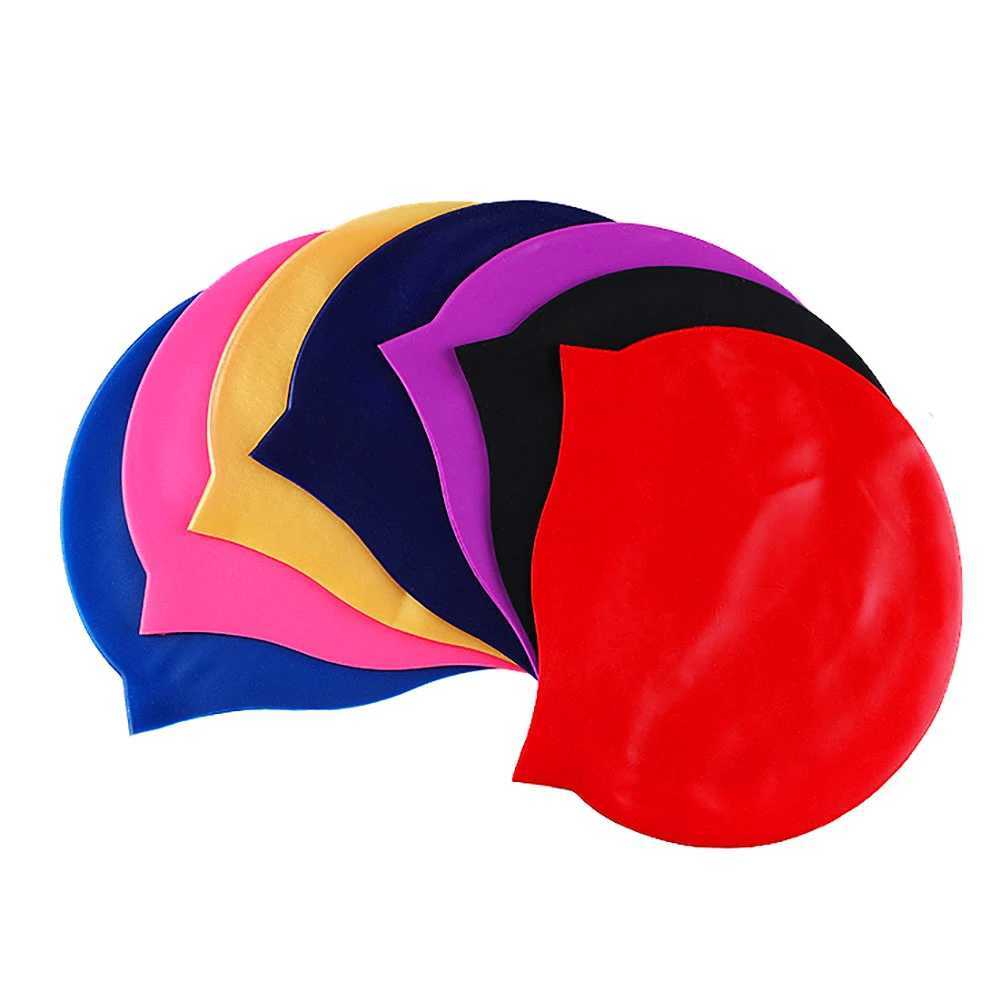 1 silicone swimming cap mens long hair waterproof color sports high elasticity adult swimming pool cap diving cap CL241009