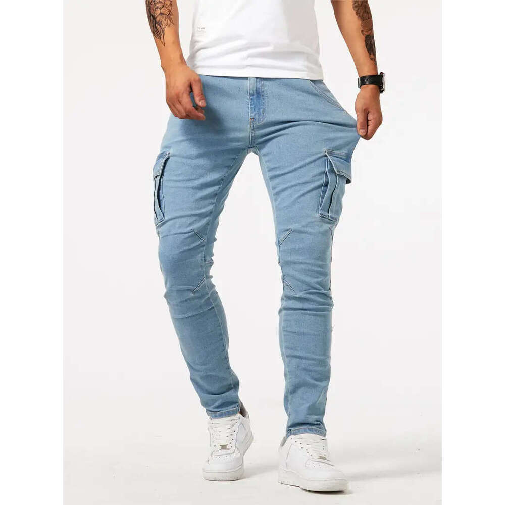 New Season Washing Process Alphabet Trendy Jeans for Men with Stretchable and Comfortable High-Waisted Loose Fit Denim Pants