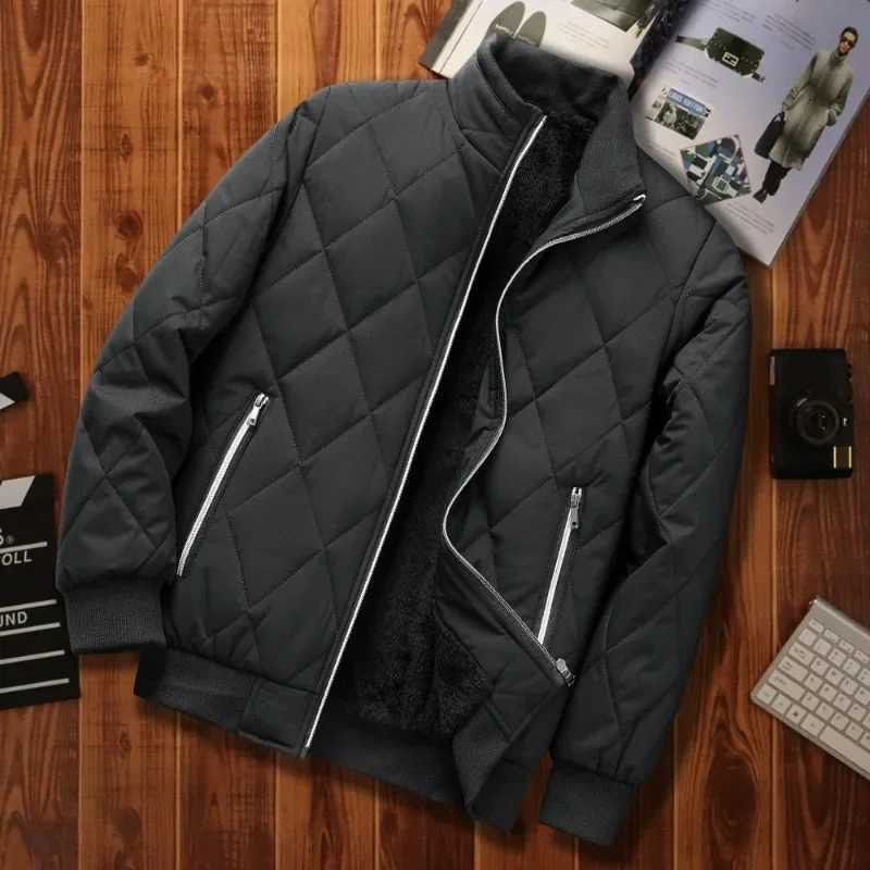 Winter Jacket Men with Wool Lined Quilted Puffer Jacket Stand Collar Korean Fashion Cotton Padded Jacket Thicken Plus Size 7XL LX241009