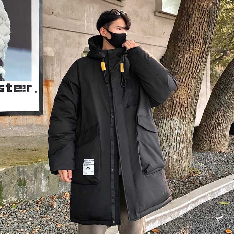 Casual Mid-Long White Duck Down Jackets Mens 2024 Winter Warm Hooded Puffer Coat Outwear Windproof Thick Top Down Garment Parka LX241009