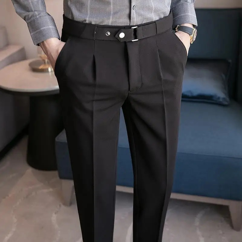 High waisted mens pants for social customization black business high-quality mens clothing formal summer spandex elegant up 241009