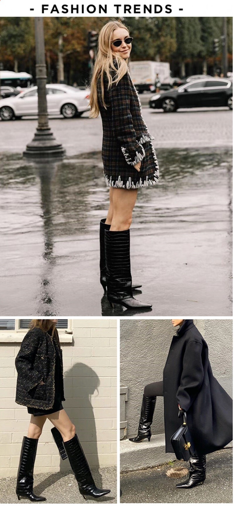 High Ladies Slip On Emed Shoes For Women Big Circumference Spring Autumn Woman Boots Large Size 43