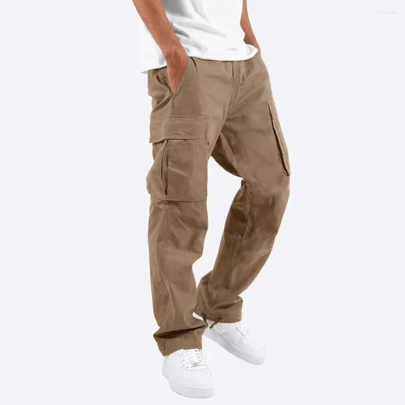 Men's Pants Men Cargo Casual Male High Elastic Waist Pocket Wide Leg Trousers Oversized S-5XL OUFY-008