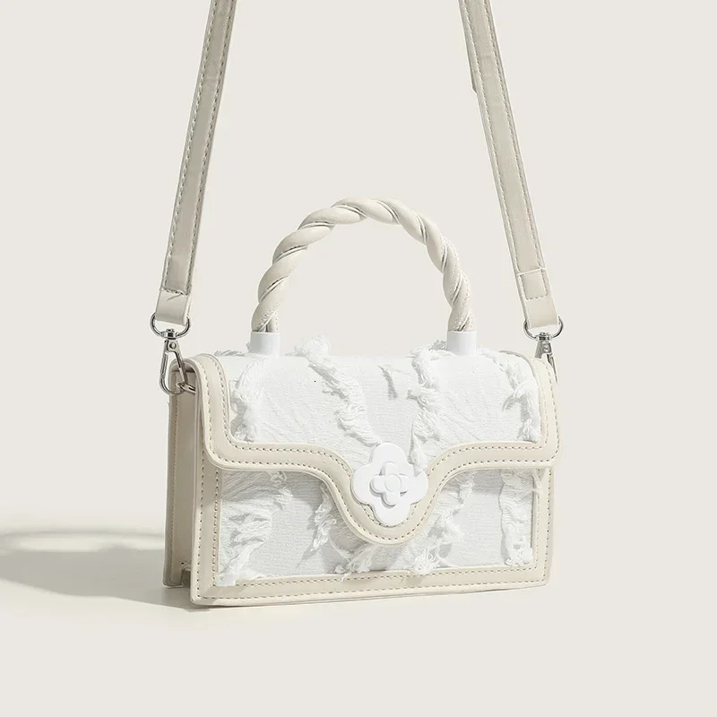 Tassel white mini square womens messenger bag er handbag wallet 2024 fashionable woven shoulder cross body 241008