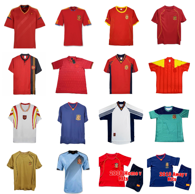 Final Spain Soccer Jersey 1992 94 96 98 00 PUYOL R.HIERRO A.INIESTA 2002 2008 RAUL DAVID VILLA 2010 2012 XAVI GUERRERO GUARDIOLA vintage Long sleeve Football Shirt kids