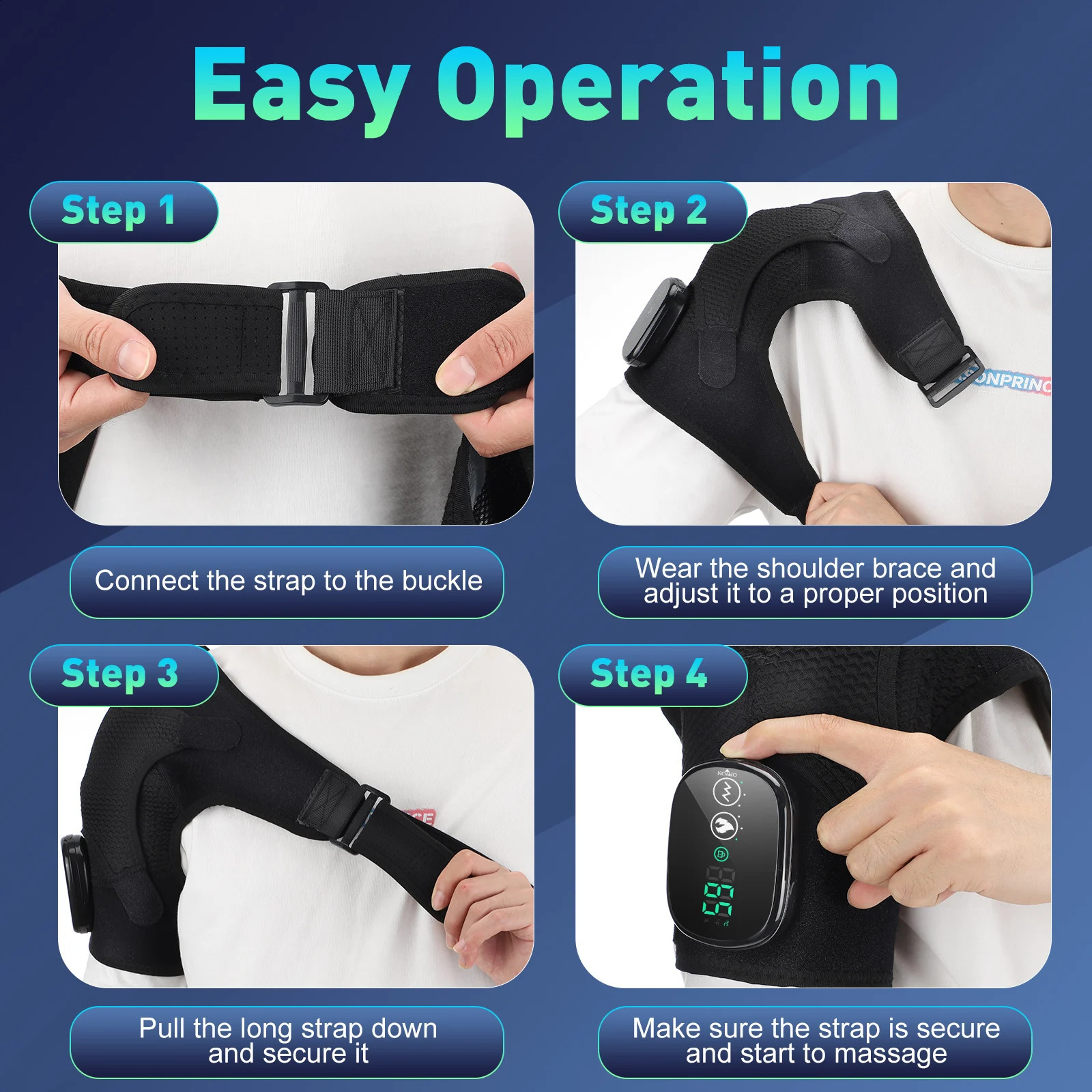 Electric heated shoulder massager stand with 3-speed adjustable heating for the back and shoulders. Portable relaxation shoulder and neck massager 241