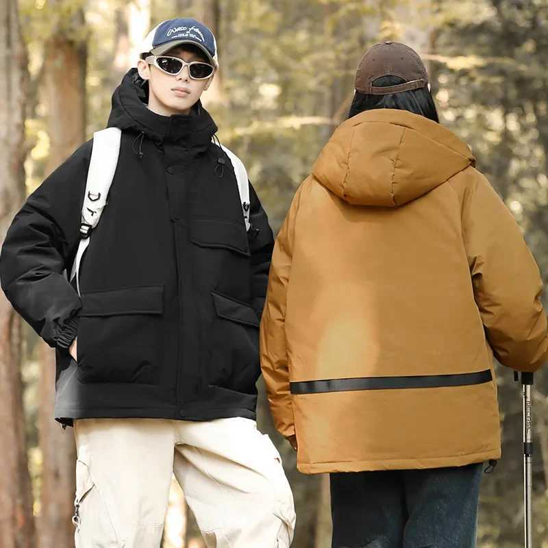 Outdoor Mens Winter Down Coat Hooded 90% White Duck Down Jacket Men Cargo Pockets Hiking Down Outerwear Puffer Jackets JK-039 LX241009