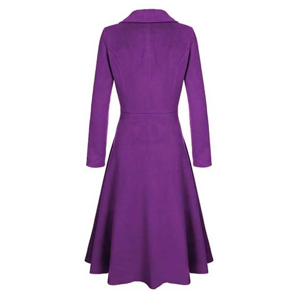 Long Coat Charming Warm Elegant Coat Lady Winter Solid Color Buttons Long Woolen Jacket Coat Daily ClothingX241009