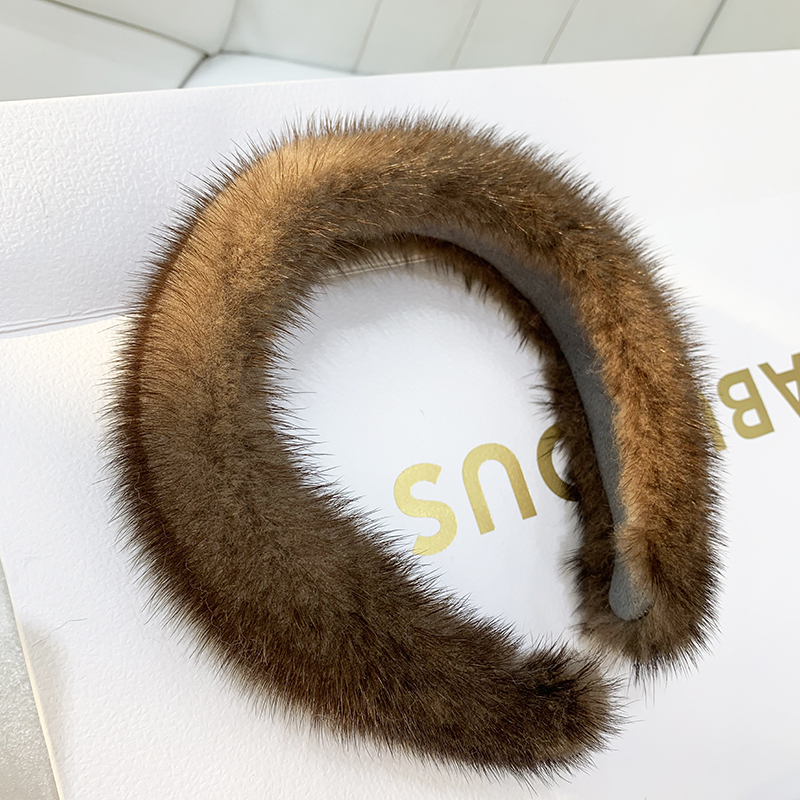 2024 Hot Sale Women Winter 100% Mink Headbands High Quality Real Fur Band Lady Fashion Hair Hoop Furry Gift
