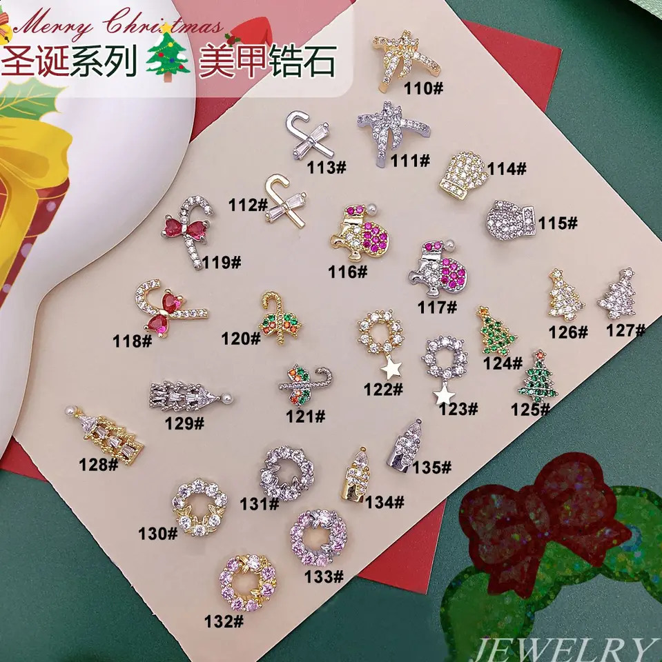 10 pieces/batch Christmas Deer Ants Crystal Nail Art Accessories Jewelry Decoration Nail Accessories Charm Supplies 241008