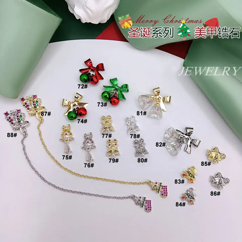 10 pieces/batch Christmas Deer Ants Crystal Nail Art Accessories Jewelry Decoration Nail Accessories Charm Supplies 241008