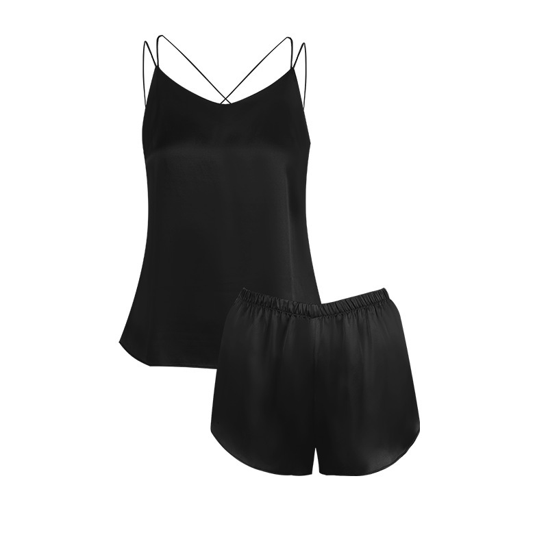 6A Thicken 100% Mulberry Women Summer Short Sets Pamas Set Female Two-Piece Suit Short-Sleeved Silk Home