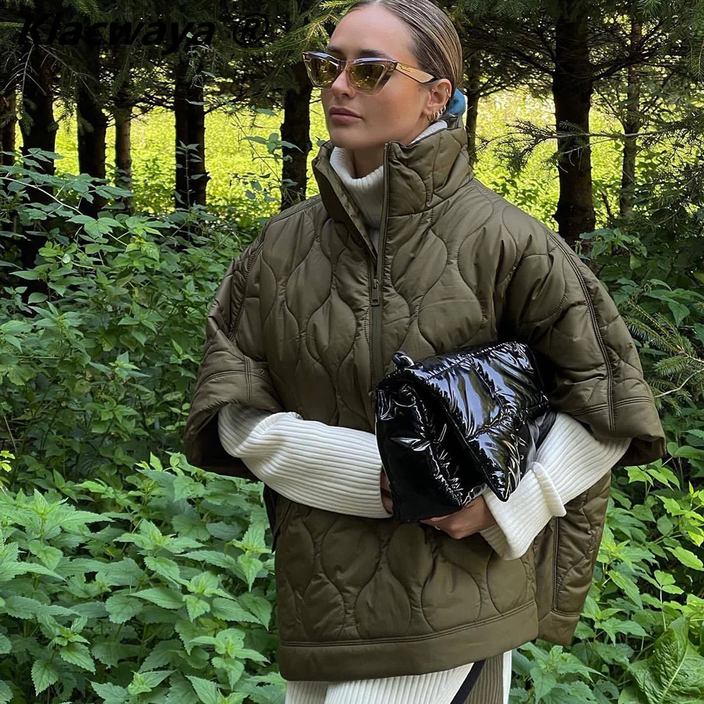 Za Womens Winter Jacket Coat Casual Female Clothing Zipper Quilted Coats Padded Loose Cotton Jackets For Women Parka 240930