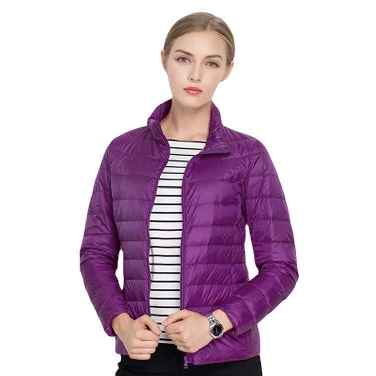 2024 Autumn/Winter Fashionable Lightweight White Duck Stand up Collar Slimming Womens Winter Down Jacket