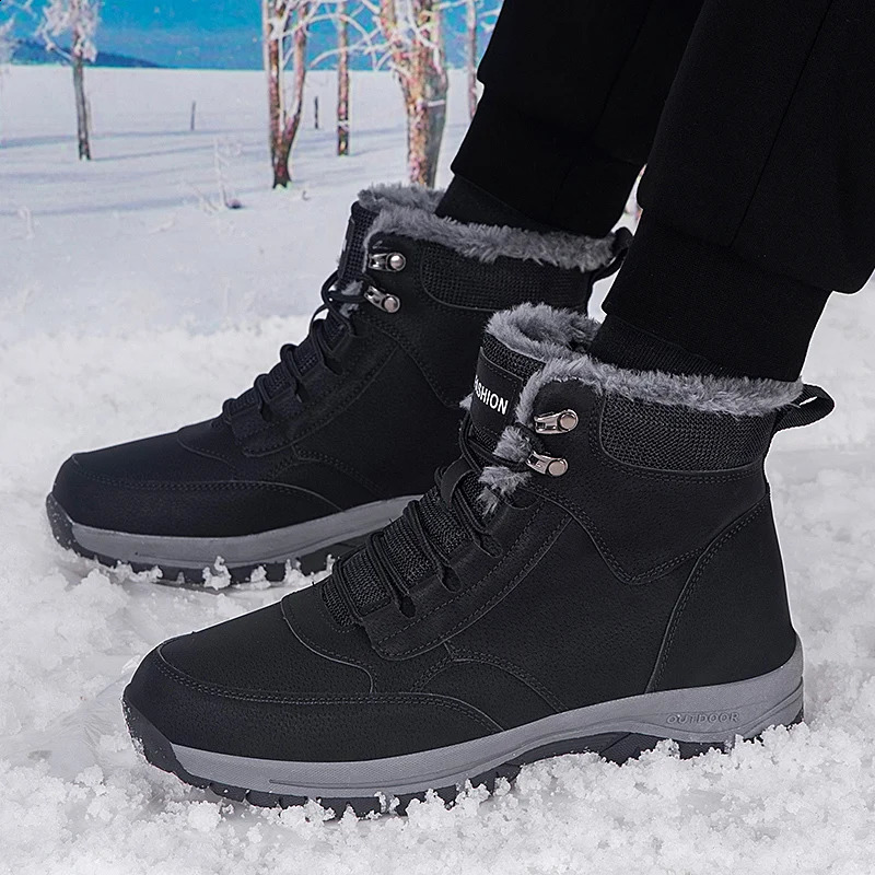 Mens winter snow boots womens waterproof sports shoes super warm mens boots outdoor mens hiking boots work travel shoes size 37-47 240923