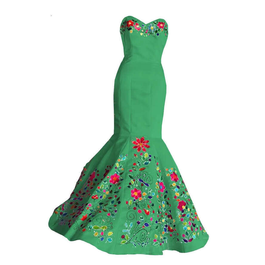 2022 Vintage Mexican UPS Embroidered Wedding Dress Chic White Satin Sweetheart Top Corset Back Formal Dresses For Bride es