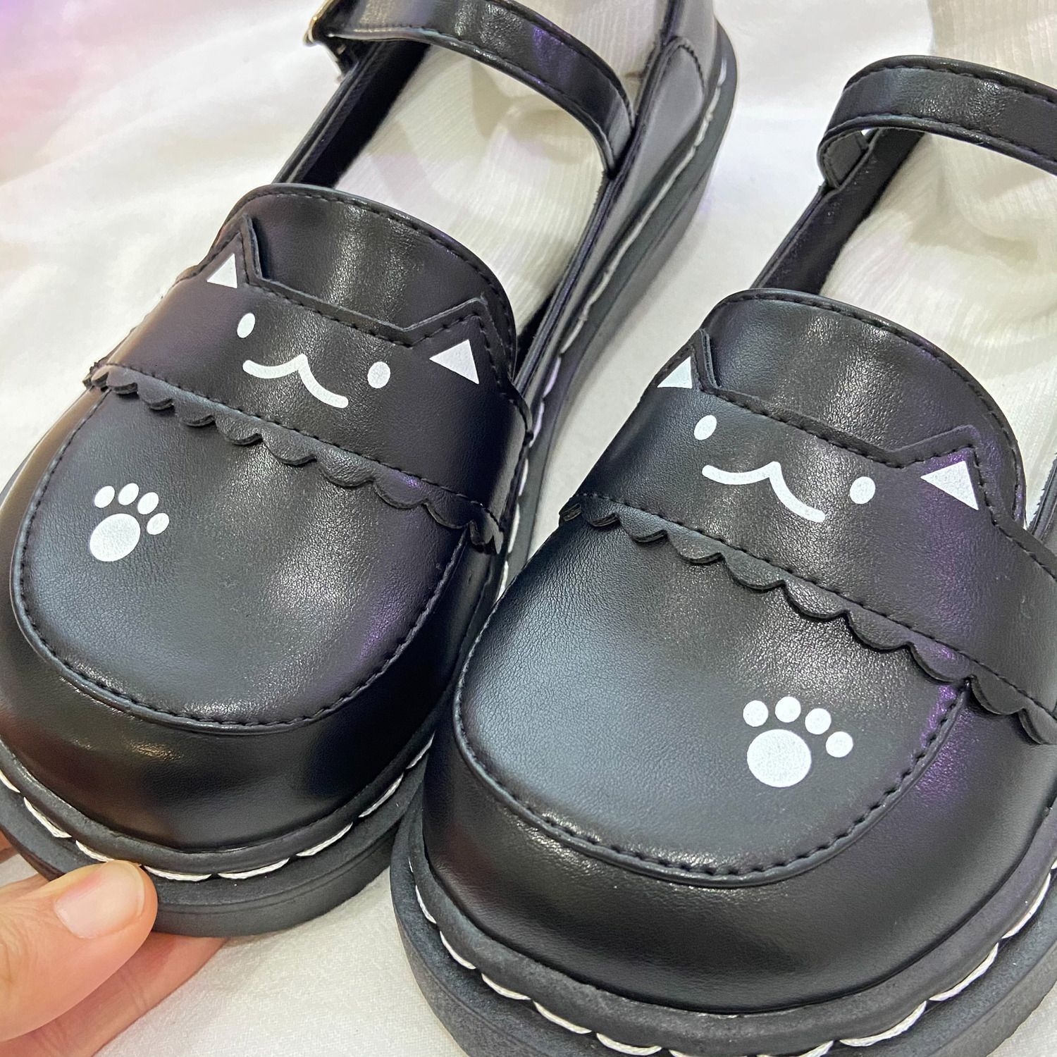 Cute kitten Lolita big head little leather shoes JK uniform flat bottom soft girl versatile student Mary Jane single shoes