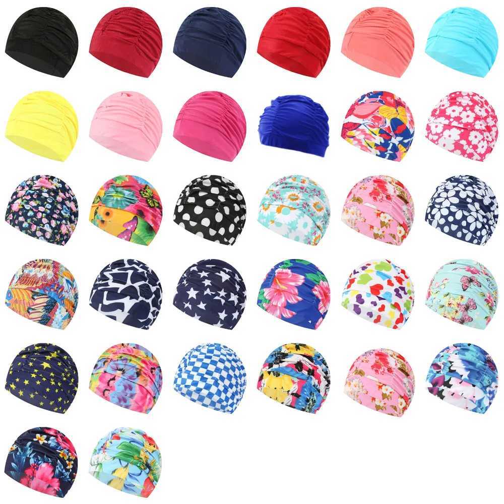 Swimming cap womens unisex long hair shower cap swimming cap elastic mop no size swimming pool sports elastic nylon turbine CL241009